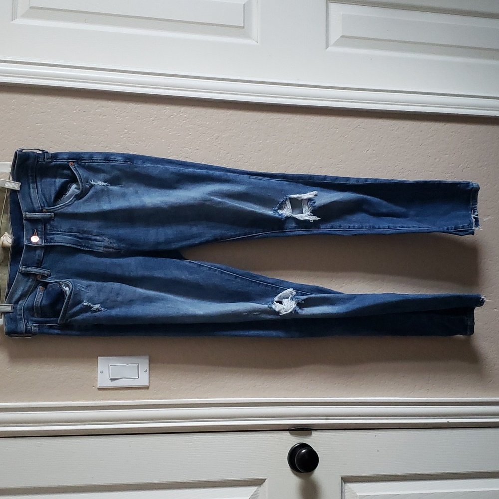 H&M Dark Denim Distressed Skinny Jeans